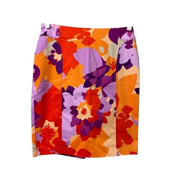 New York & Company vibrant multicolor floral abstract print pencil skirt size 4 - Picture 1 of 9